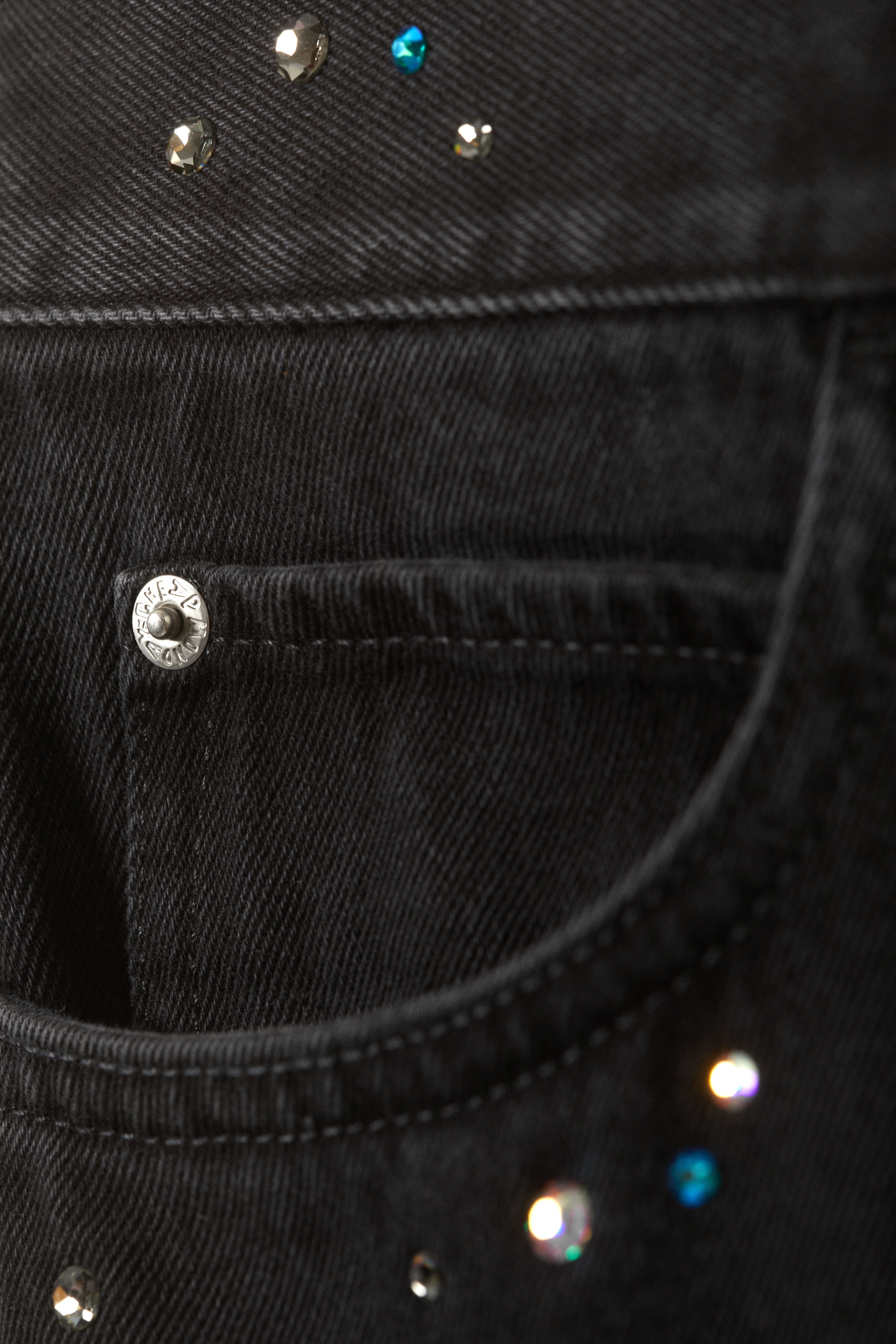 Calças unissexo pretas com cristais CM x LB Looser Preto