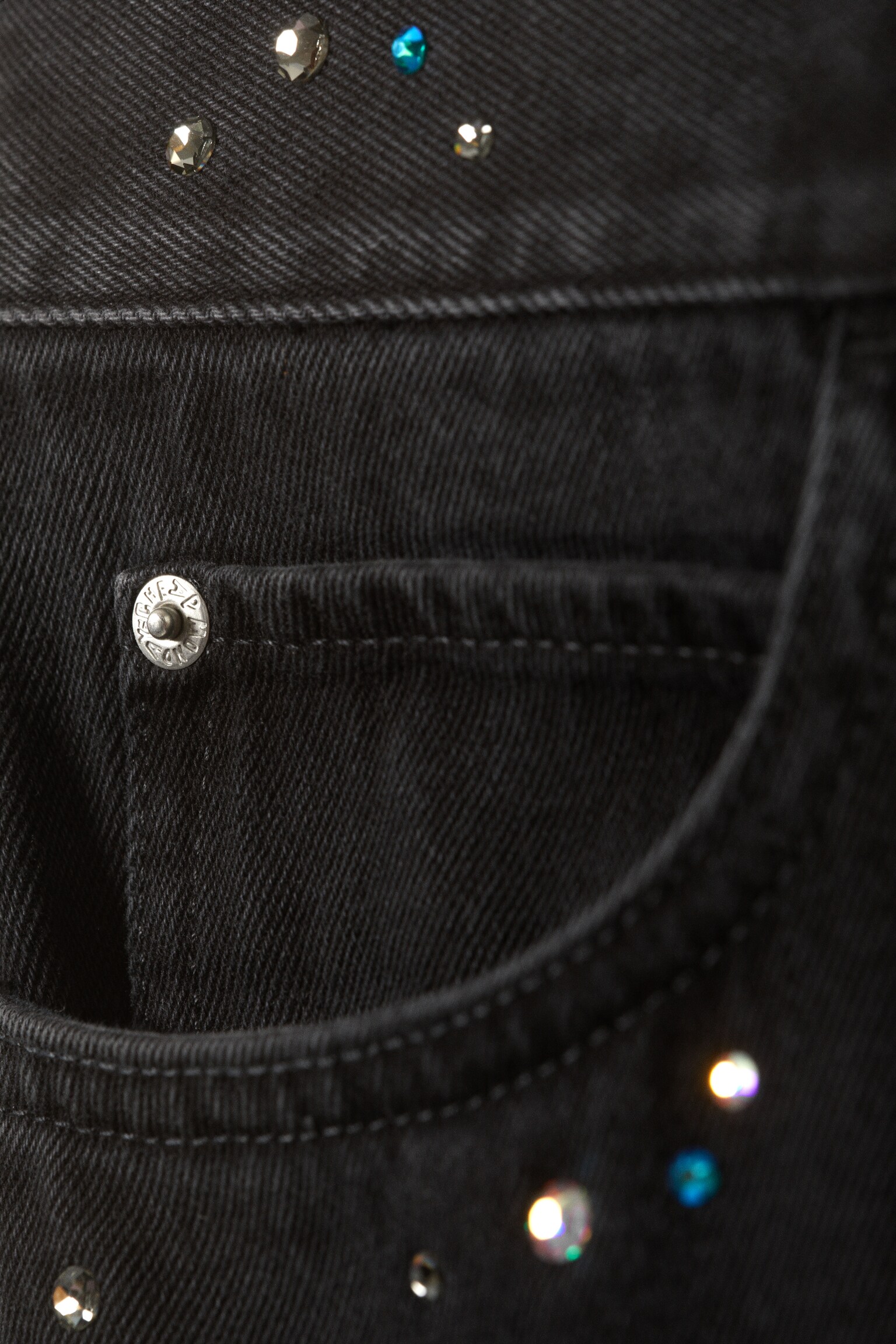 Calças unissexo pretas com cristais CM x LB Looser - Preto desbotado - 2