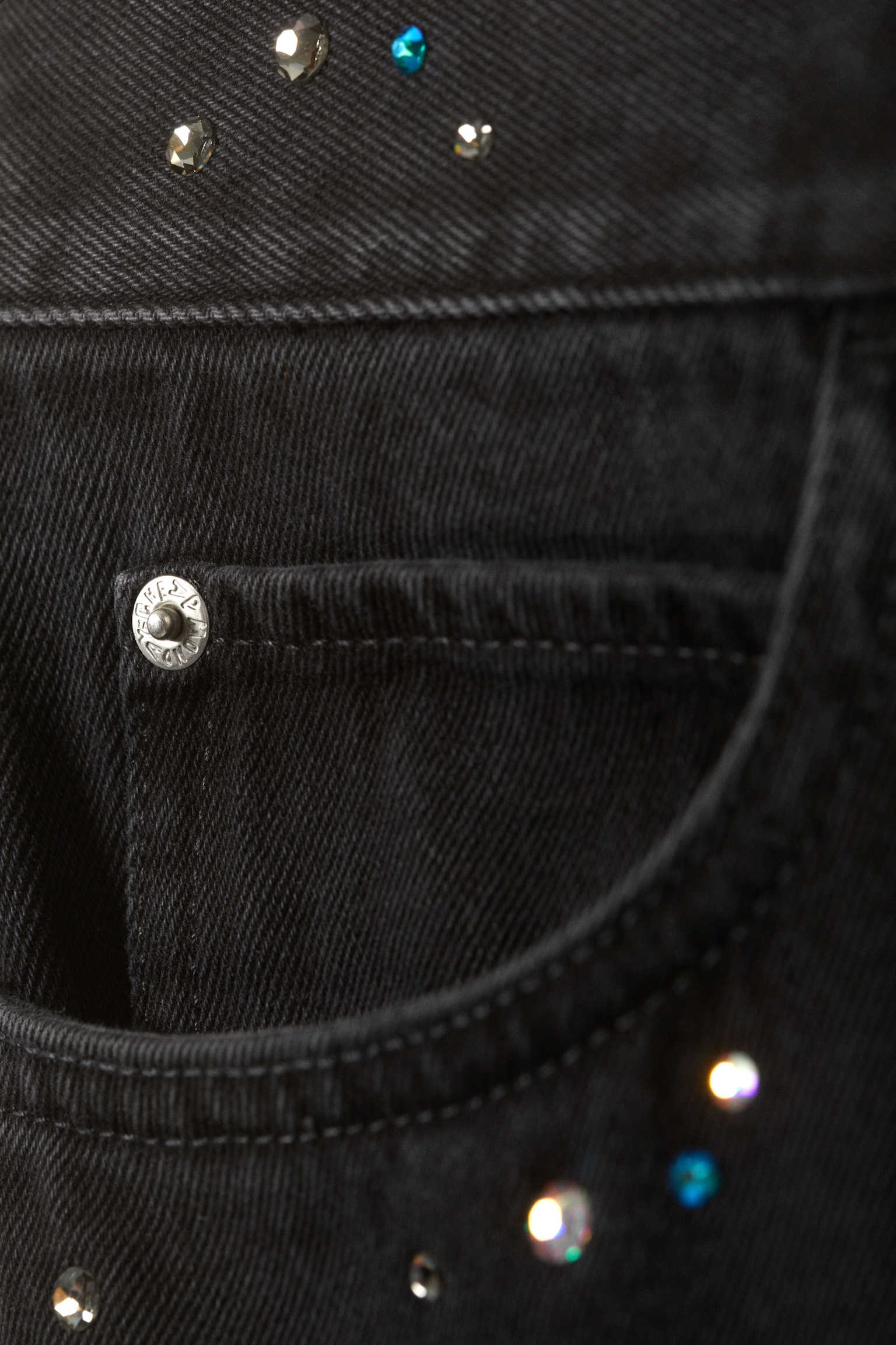 Jean unisexe cristaux noir Looser CM x LB - Noir délavé - 2