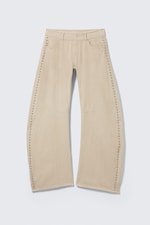 Beige - Low Rise Loose Studded Balloon Trousers - 6