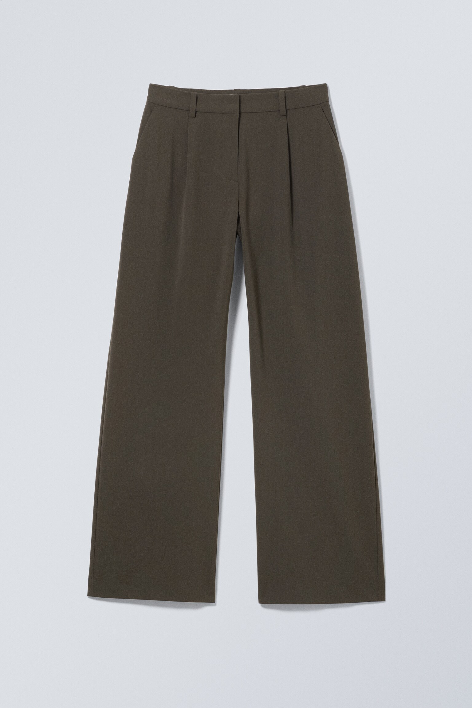 Plisowane spodnie garniturowe Relaxed Mid Rise - Dark Mole/Czarny/Ciemnoszary melanż w paski