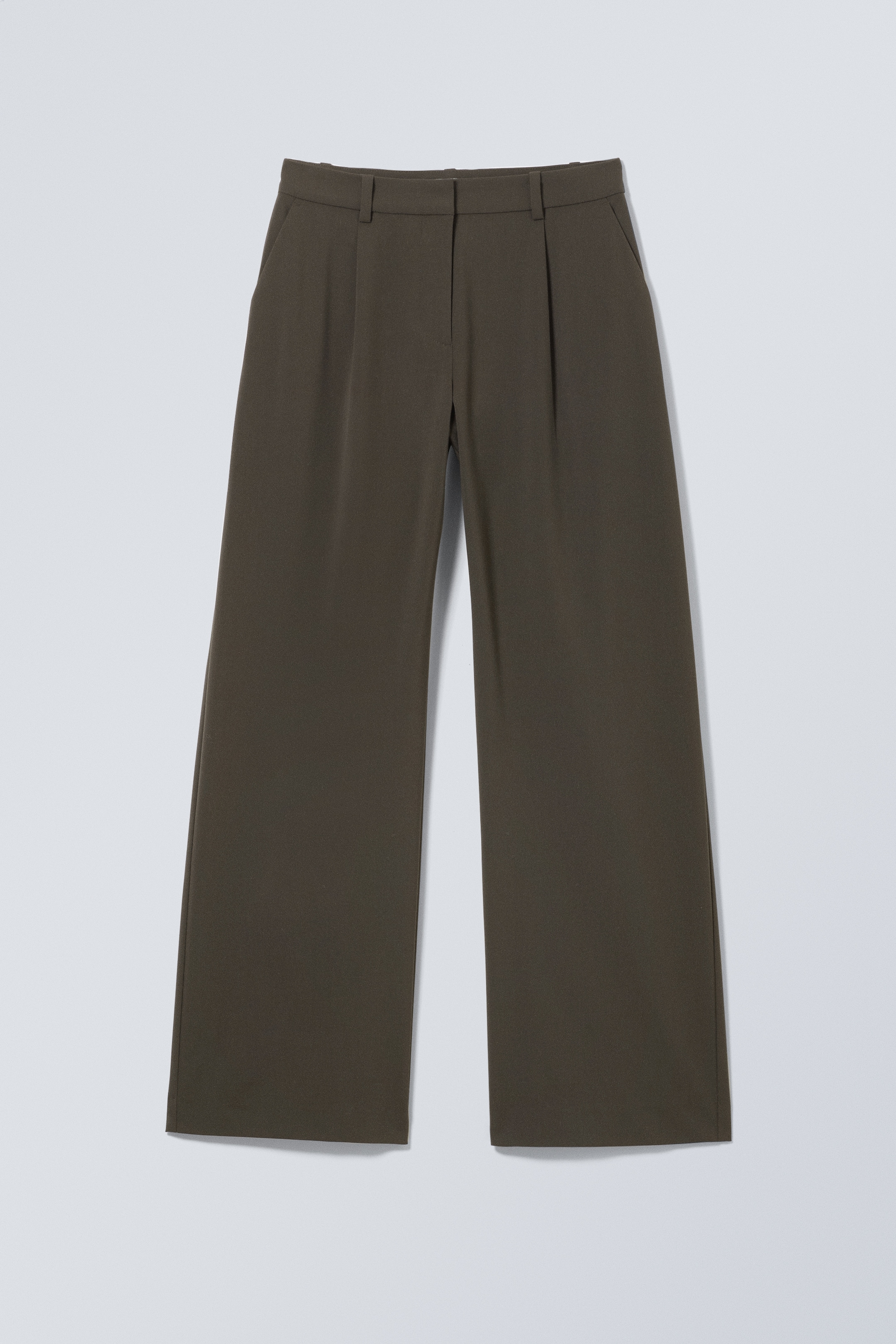 Zobacz większy obraz: Plisowane spodnie garniturowe Relaxed Mid Rise - Dark Mole - ONA | H&M PL 1