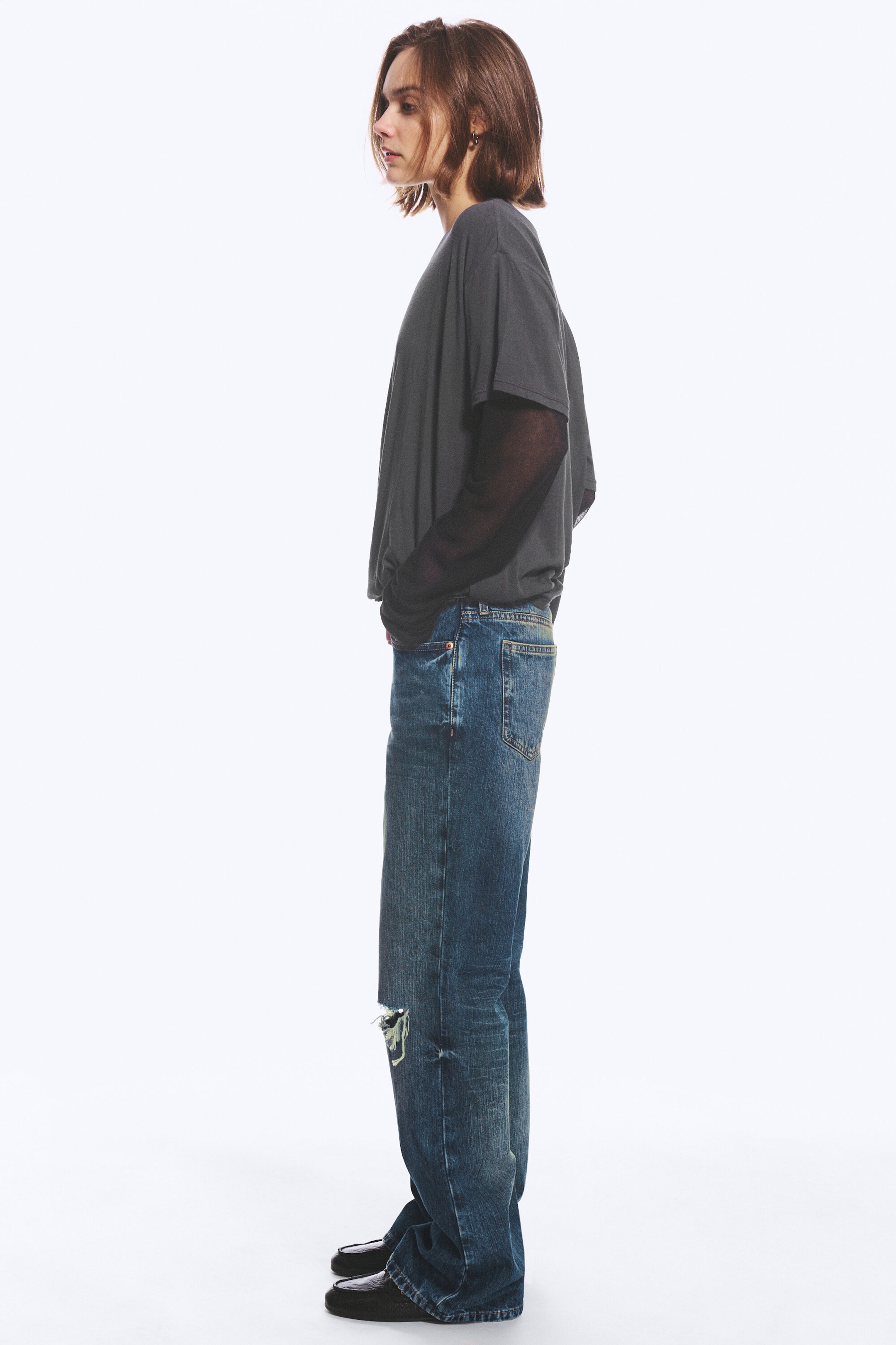 Toga Blue - Bleu foncé - Jean bootcut ample taille basse Aura - 4