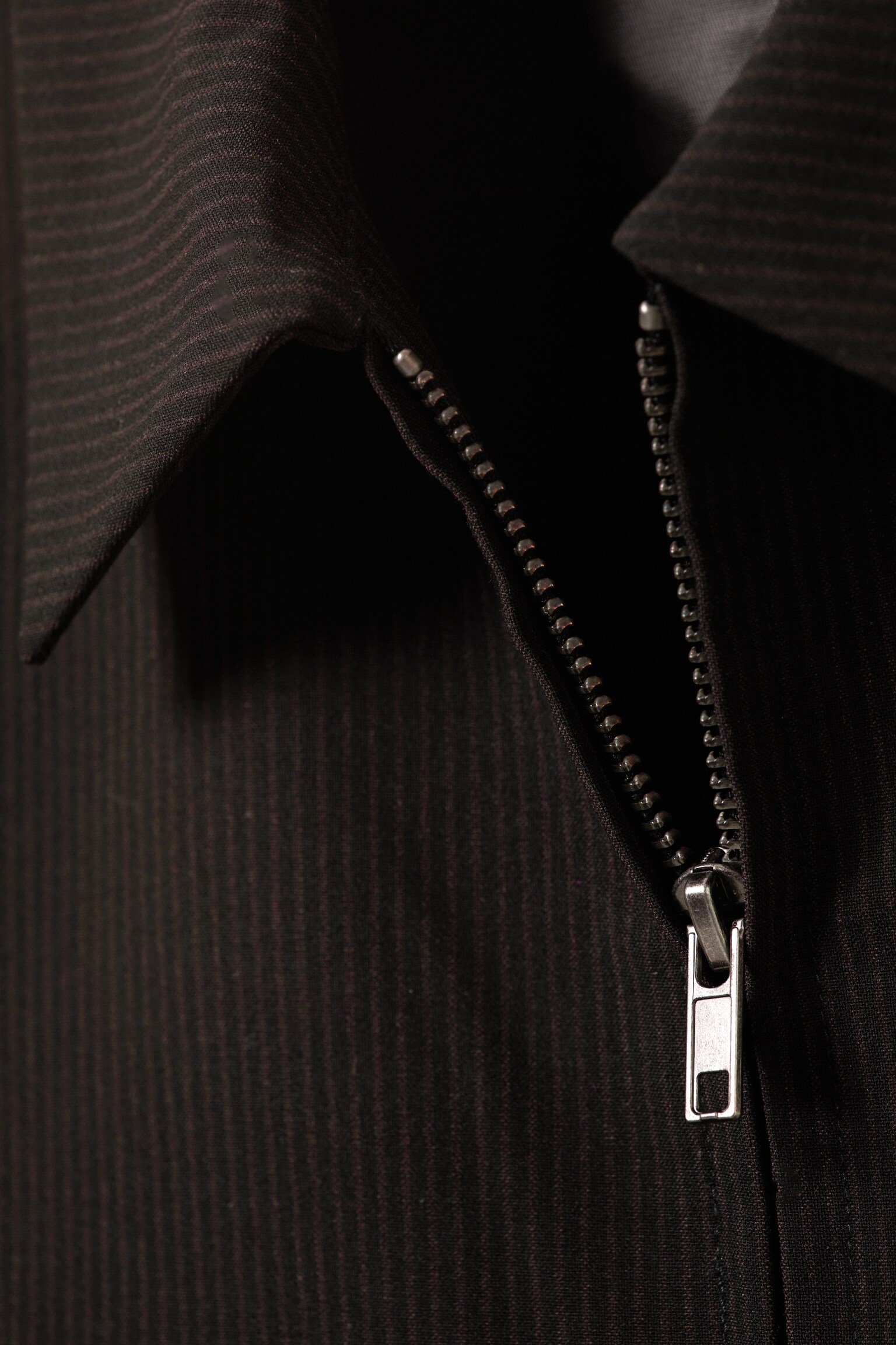 Fitted Short-Sleeved Zip Top - Striped Black/Black/Dark Grey Melange - 4