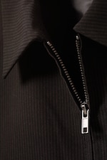 Striped Black - Fitted Short-Sleeved Zip Top - 4