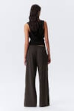 Dark Brown - Low Rise Wide Leg Baggy Sweatpants - 3