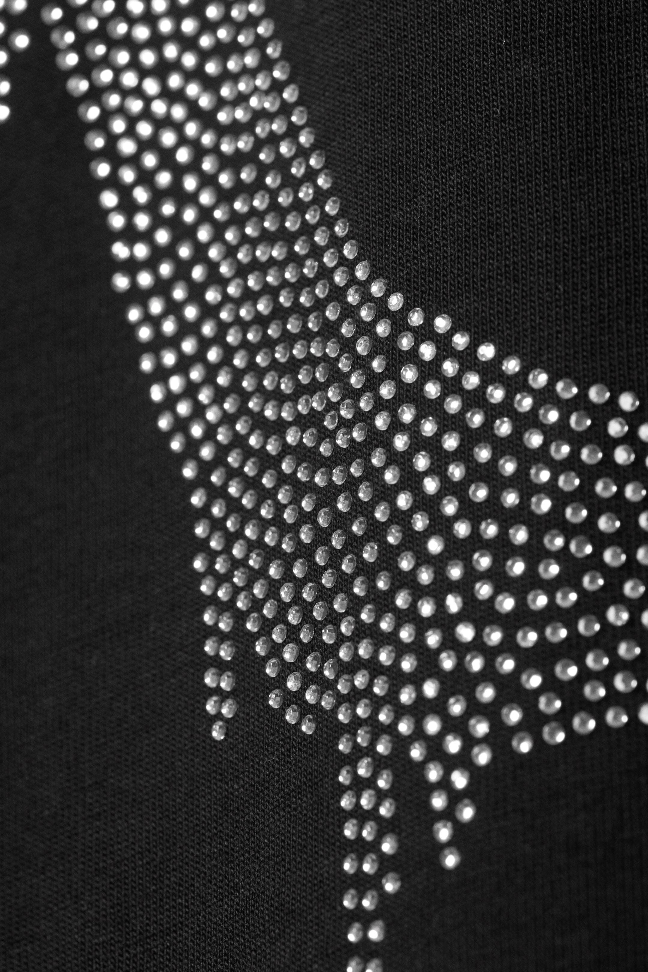 Drippy Rhinestone Smiley - Oversized Graphic Printed T-shirt - 1