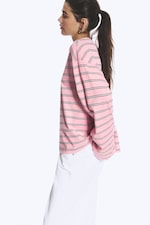 Gestreift rosa/weiß/braun - Longsleeve-Shirt aus Baumwolle - 1
