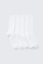 White - 5-pack Rib Socks - 0