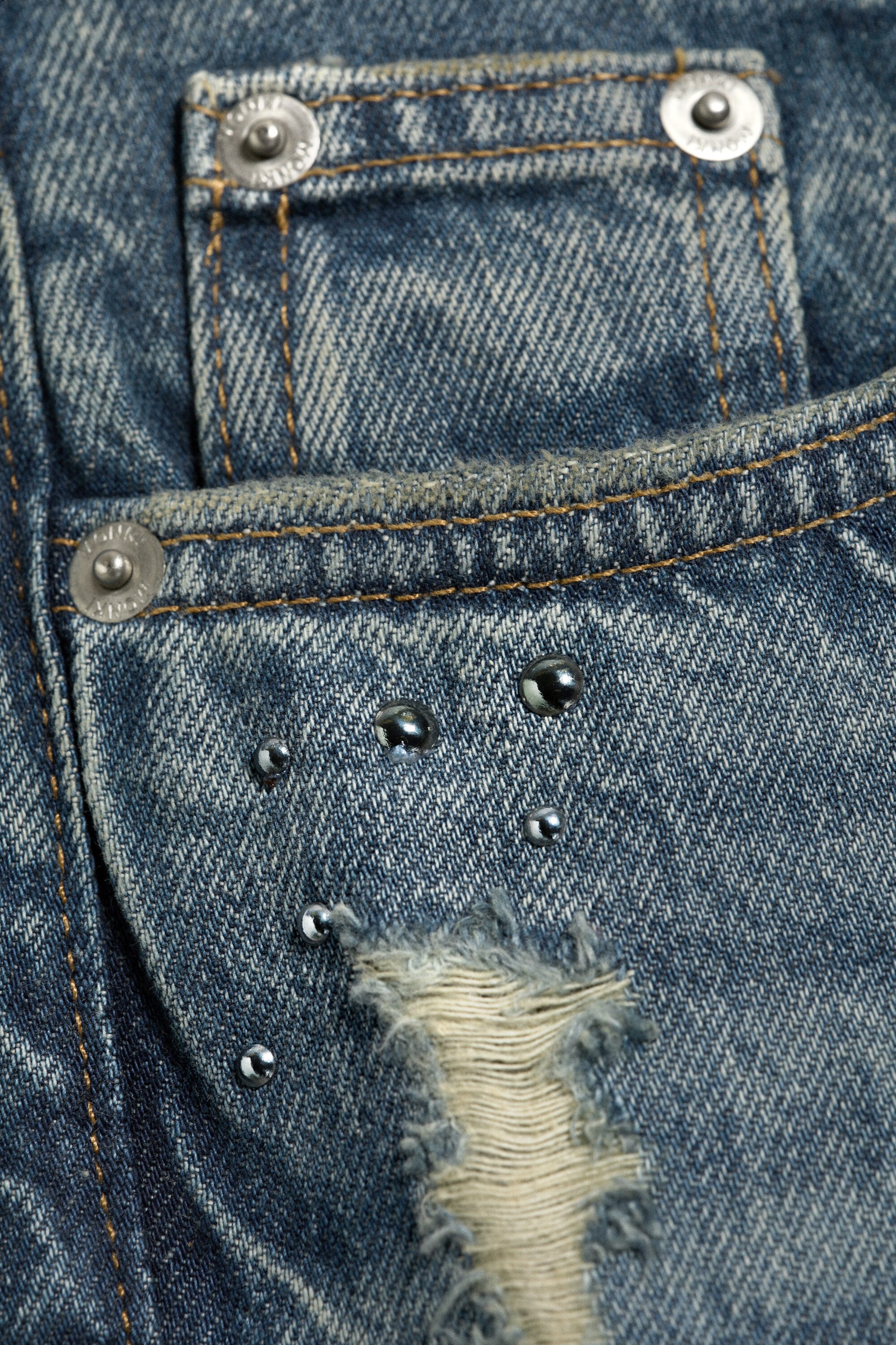 Metal Blue - Mittelblau - IMOO STUDDED LOW WAIST LOOSE WIDE JEANS - 6