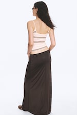 Dark Brown - Maxi Jersey Skirt - 2