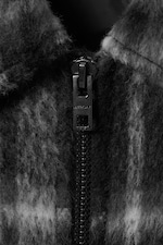 Carreaux noirs - Veste zippée décontractée en laine mélangée - 7