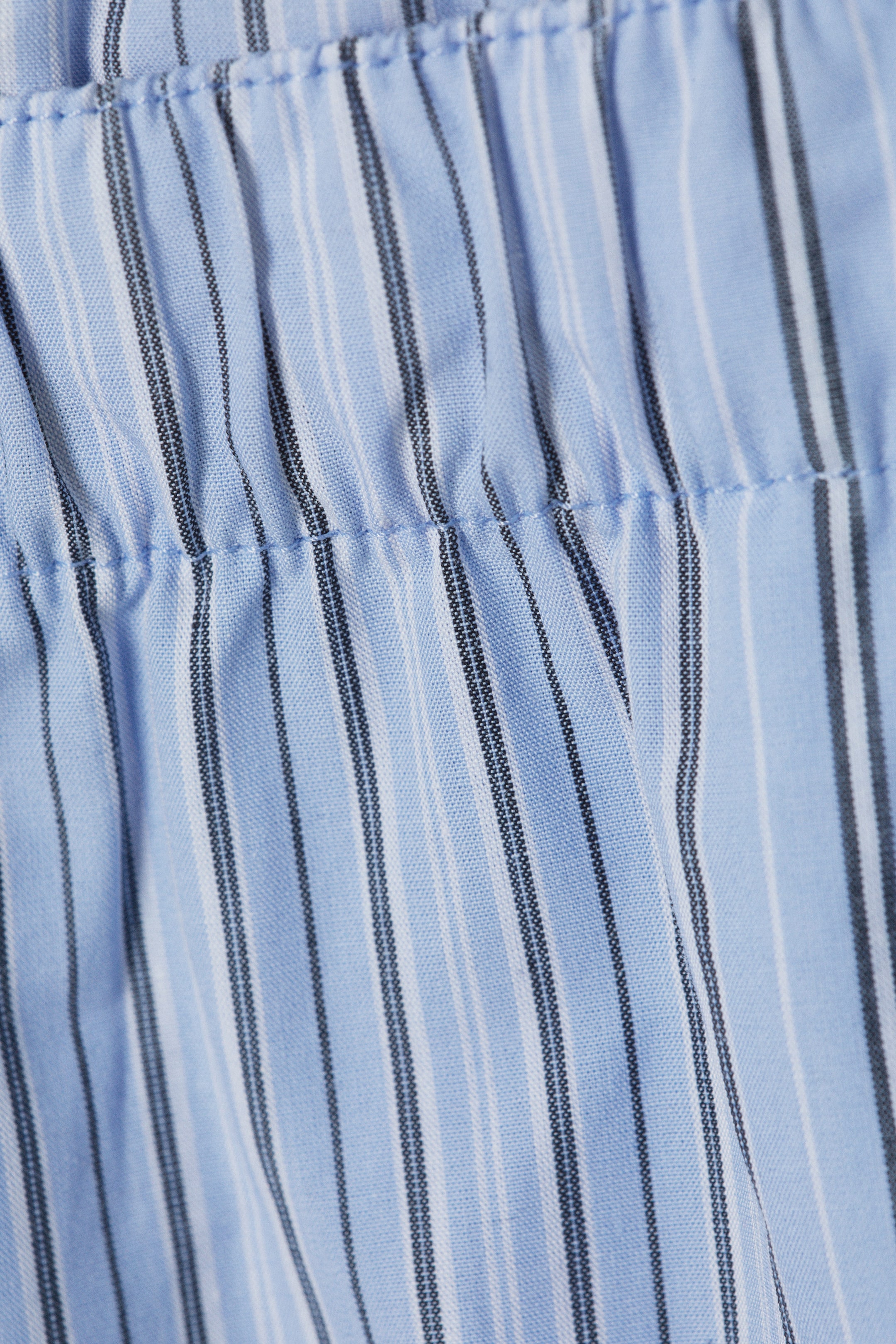 Striped Light Blue - Low Loose Cotton Trousers - 2