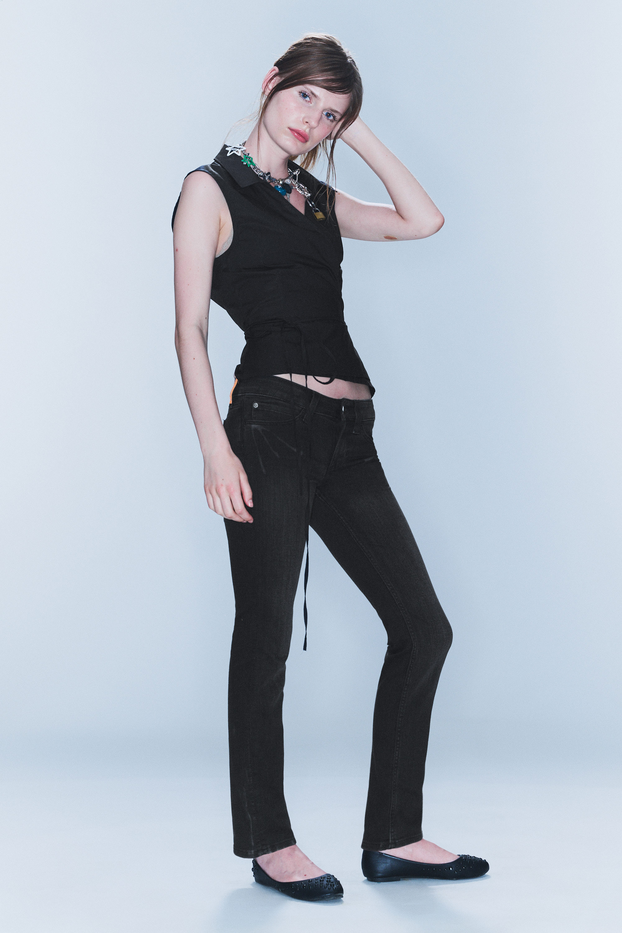 Black - Sleezie Low Rise Skinny Jeans - 1