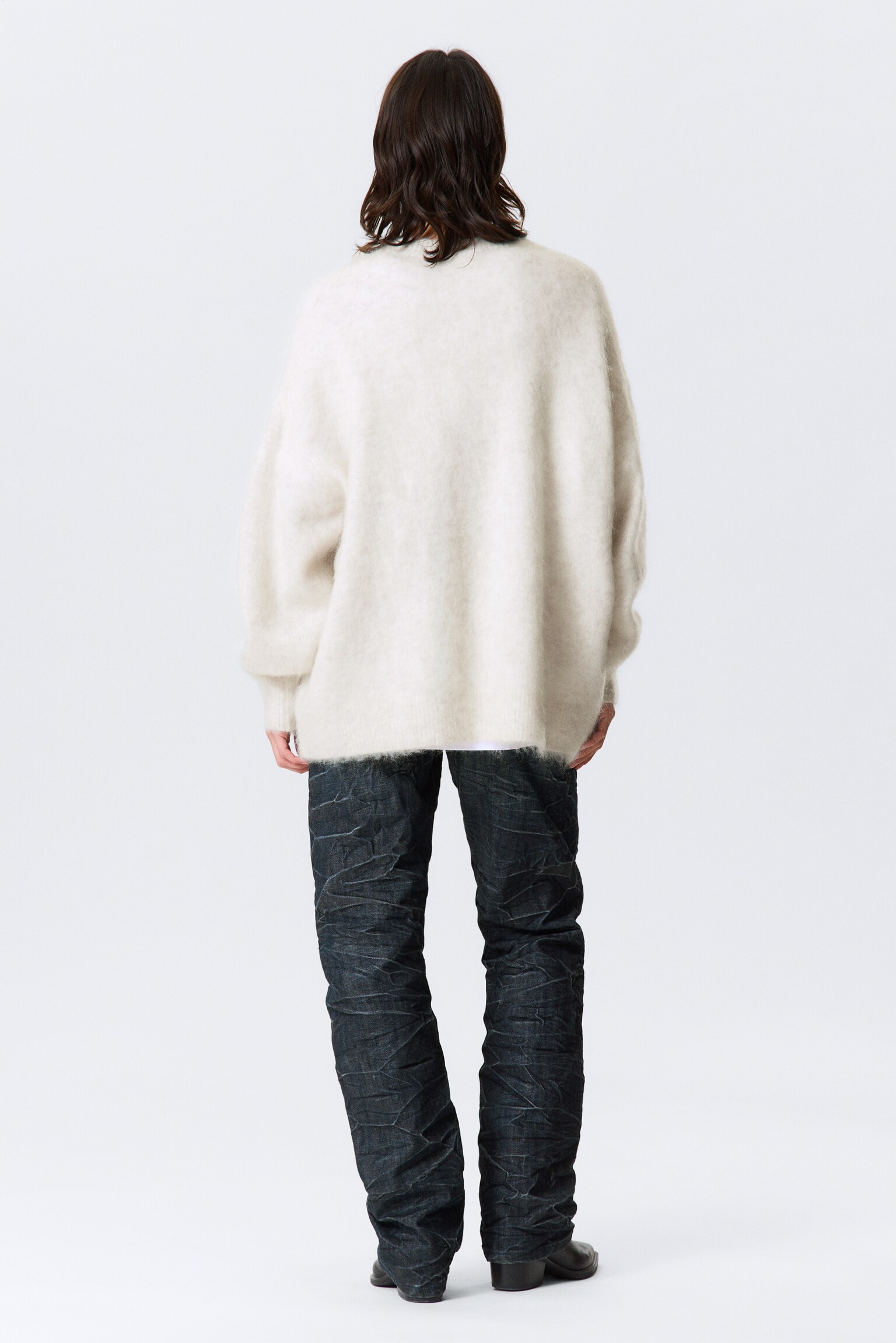 Pull oversize en maille de mohair - Blanc cassé - 6