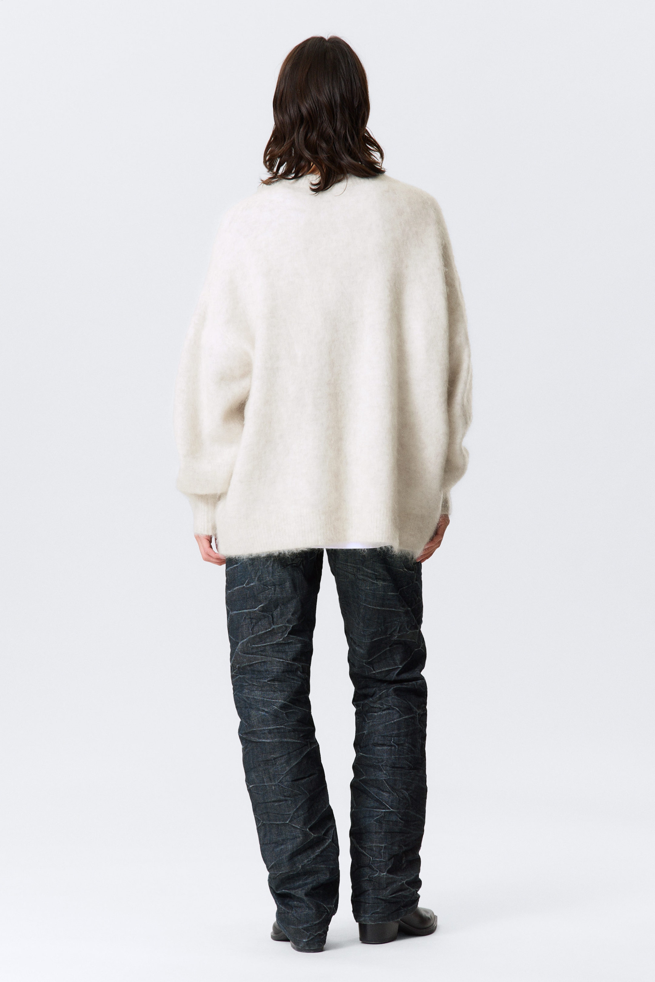 Blanc cassé - Pull oversize en maille de mohair - 3