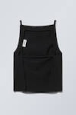 Black - Fleur Suiting Open Back Top - 1
