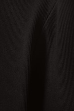 Black - Mini Rib Long Sleeve Crop Top - 1