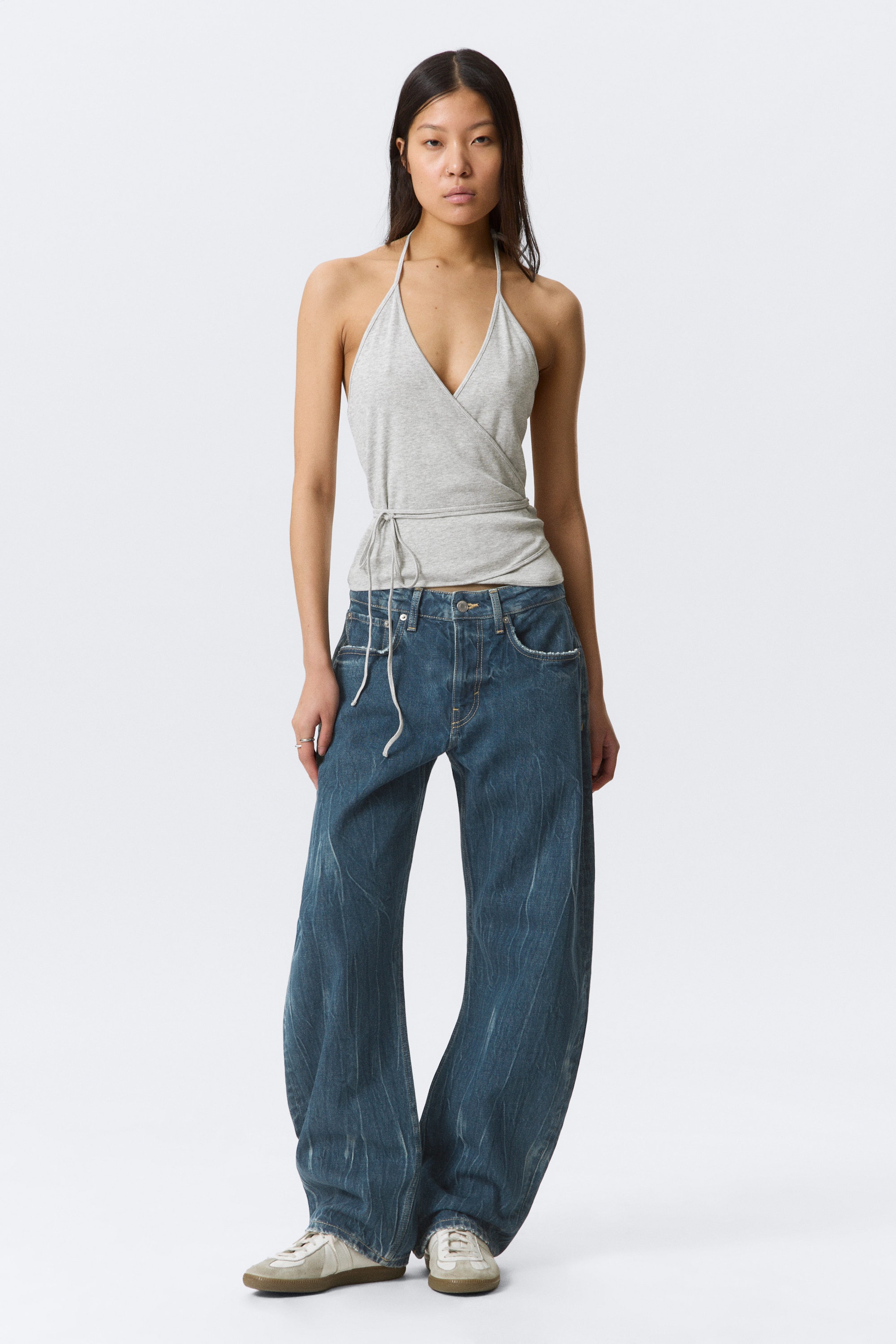 Grey Melange - Wrap Halter Top - 2