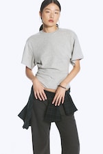 Grey Melange - DRAPED FITTED T-SHIRT - 0