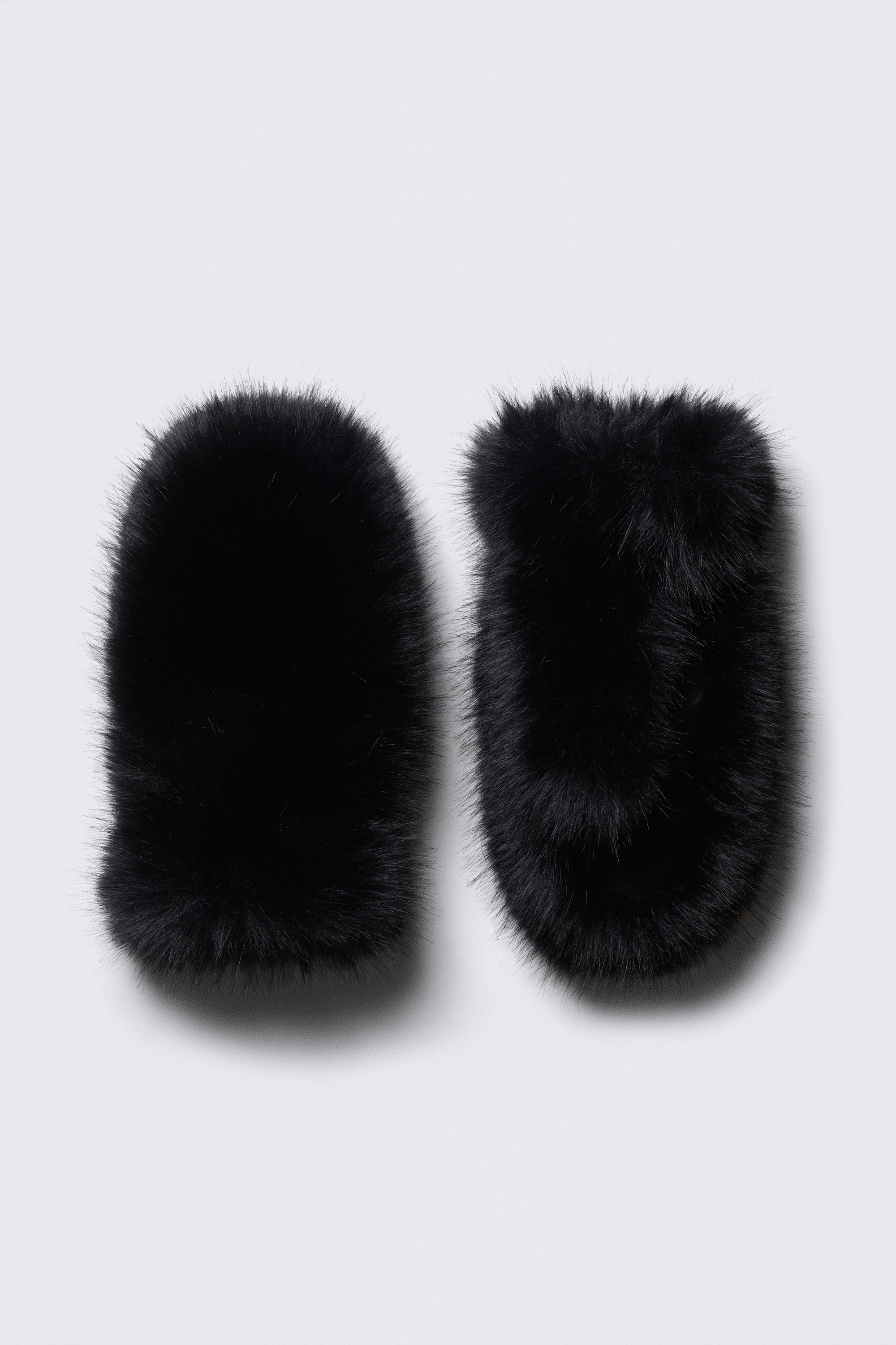 Mitaines Sans Doigts Bebe - Noires En Maille Fausse Fourrure - Taille Unique