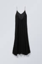 Schwarz - Fließendes Maxikleid - 5