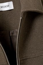 Dark Brown - Short Wool Blend Jacket - 1