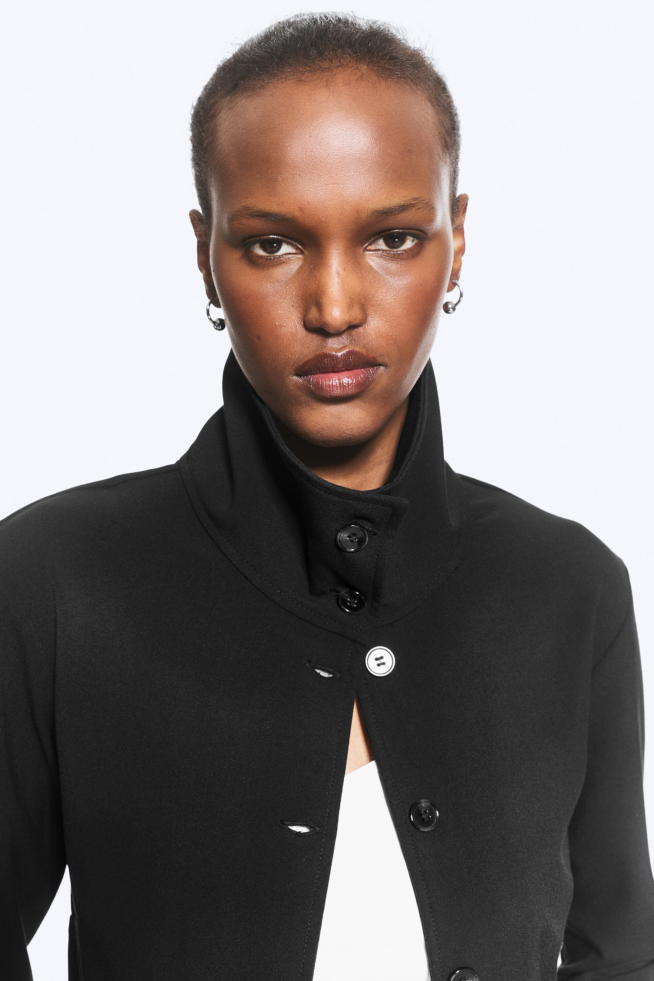 Black - Long-sleeved buttoned shirt - 1