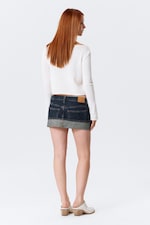 Blue Anthem - Medium Blue - Low Rise Slim Denim Mini Skirt - 2