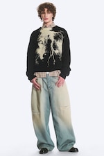Schwarz - Blitz - Grafischer Strickpullover - 2