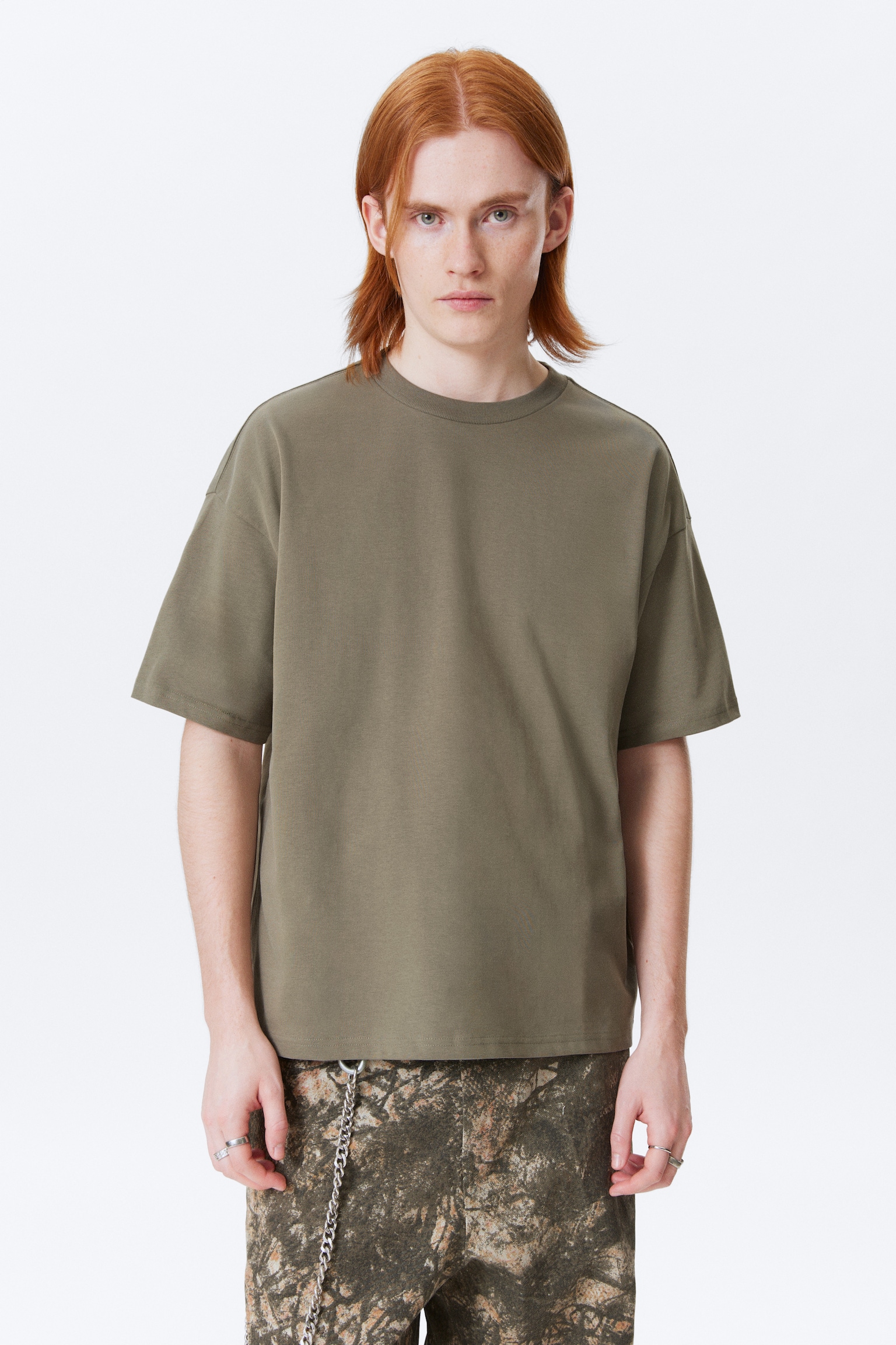 Kastiges T-Shirt - Khaki/Dunkelblau/Weiß/Schwarz/Dunkles Marineblau/Hellgrau/Dunkelgrün/Dunkelgrau/Hellgrau meliert