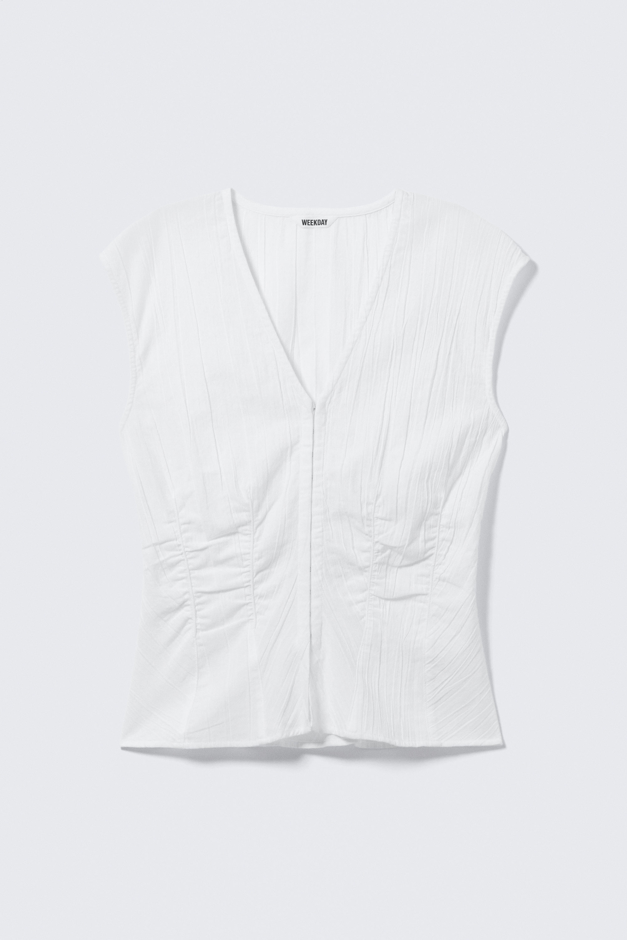 Weiß - Ärmelloses Knitter-Top - 4