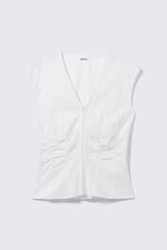 White - Sleeveless Crinkle Top - 4