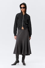 Striped Dark Grey - Midi Slim Volume Skirt - 0