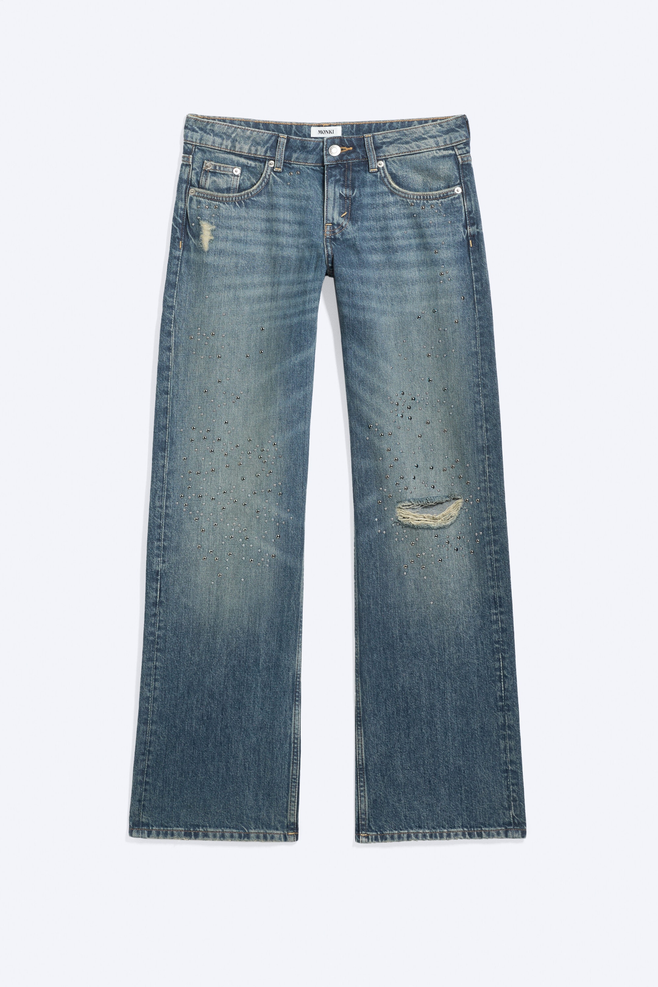 Metal Blue - Mittelblau - IMOO STUDDED LOW WAIST LOOSE WIDE JEANS - 5