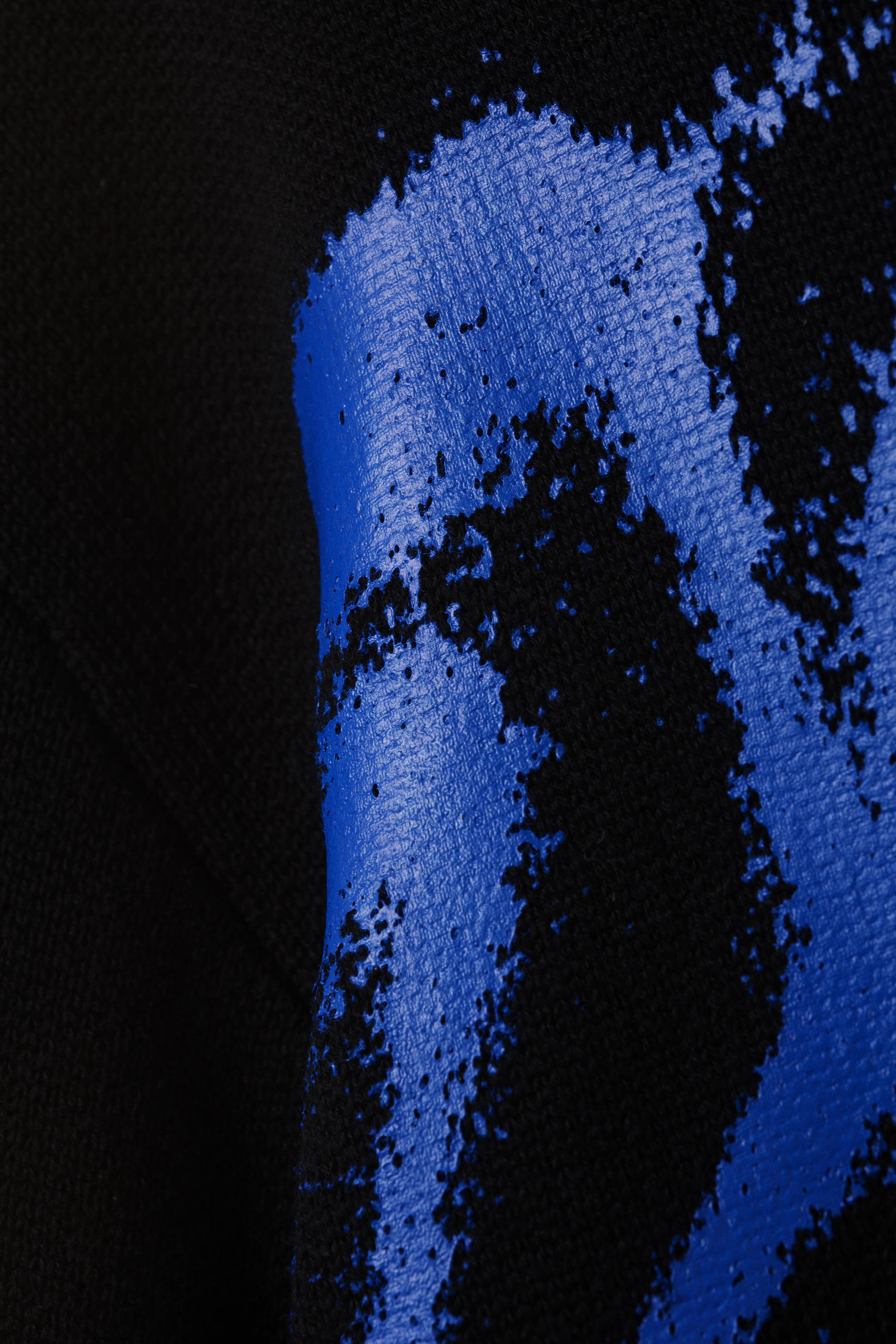 Black - Blue Spray Paint - Regular Jacquard Knitted Graphic Sweater - 5