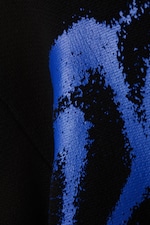 Black - Blue Spray Paint - Regular Jacquard Knitted Graphic Sweater - 5