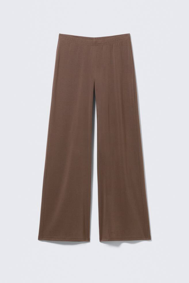 Soft Low Rise Loose Wide Leg Trousers - Washed Mole/Washed Black - 1