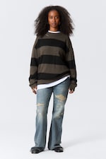Braun & schwarz gestreift - Gestreifter Strickpullover im Used-Look - 1