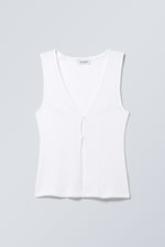 Weiß - Figurbetontes Top mit Knopfleiste - 0