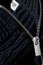 Navy Blue - Slim Zip-Sleeve Wool Sweater - 5