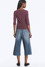 Dark Lilac - Fitted Three-Quarter Sleeve Top - 3