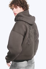 Dark Mole - Embroidered - Simon Graphic Scuba Zip Hoodie - 0