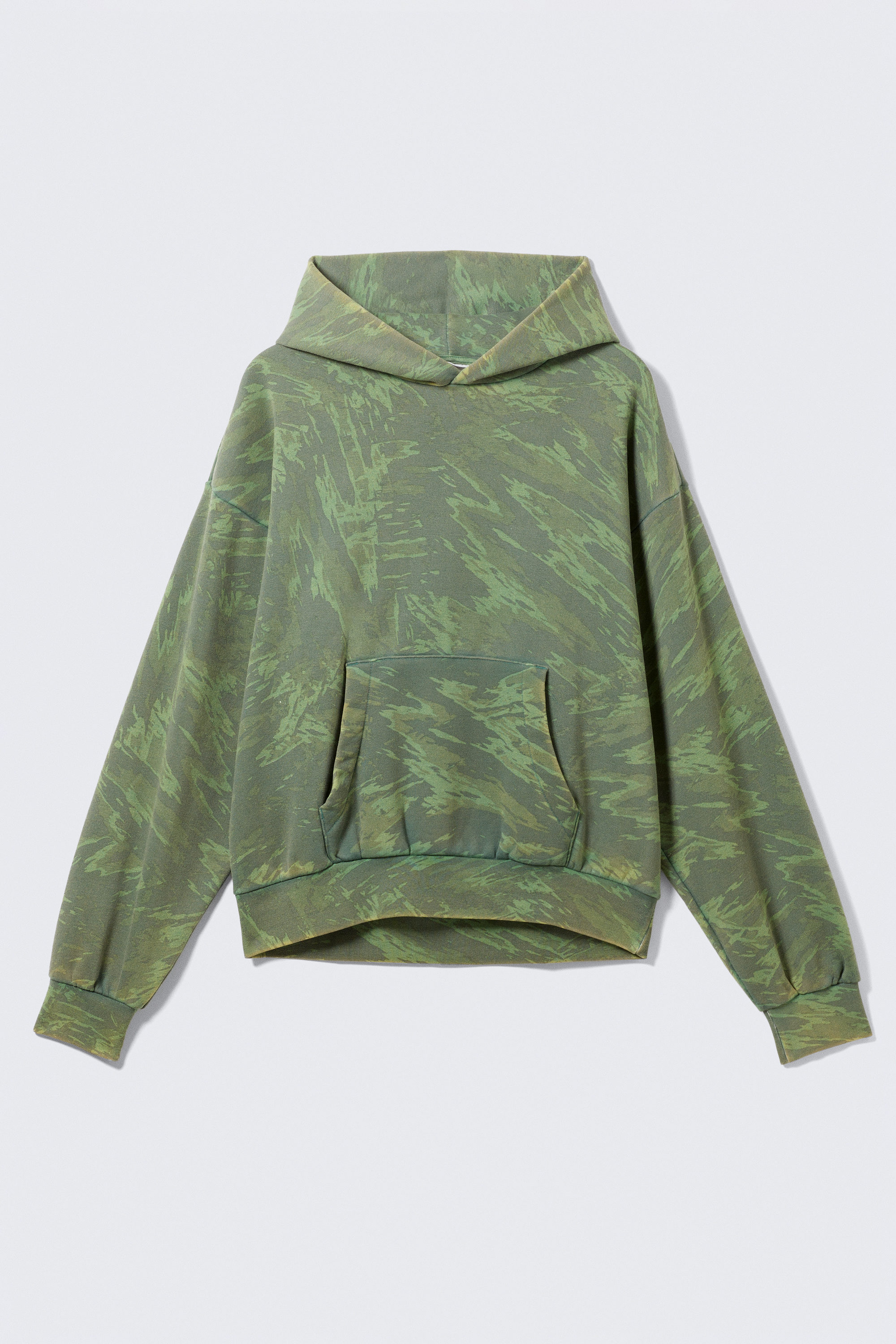 Streifiges Grün - Quadratischer Graphic-Hoodie mit lockerer Passform - 3