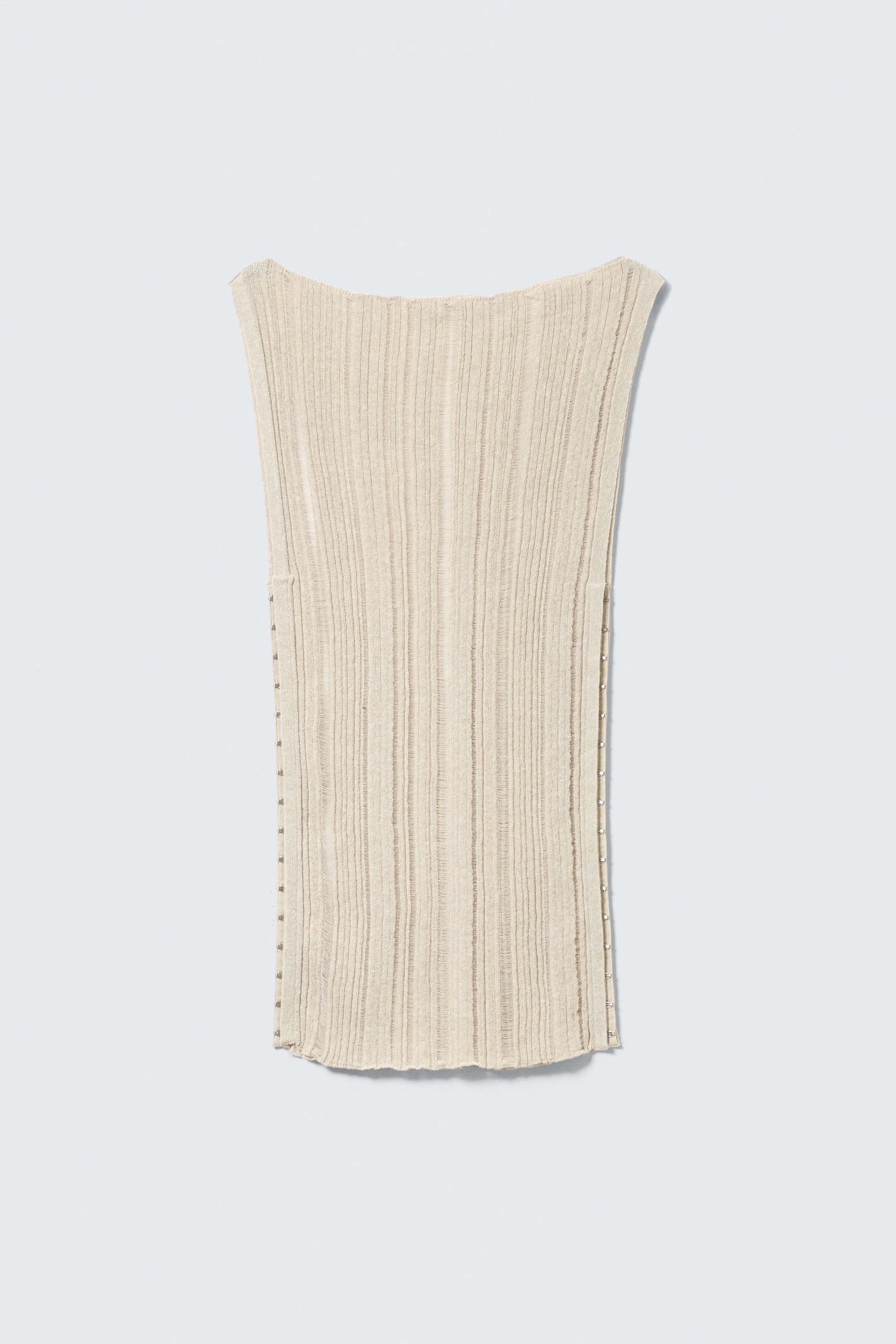 Light Beige - Knitted Boat-Neck Tank Top - 4