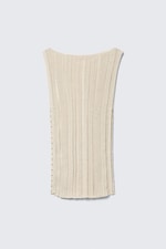 Light Beige - Knitted Boat-Neck Tank Top - 4