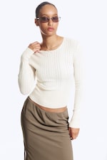 White - Slim Fit Knitted Sweater - 0