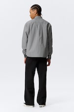 Zwart geruit - Ruimvallend popeline overhemd met knopen - 3