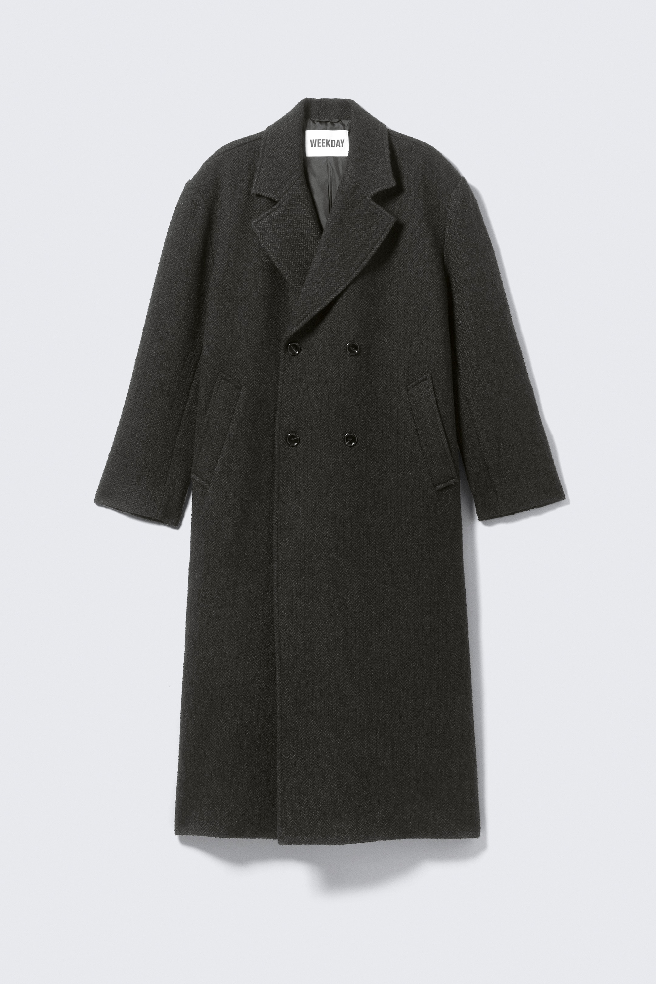 Ingrandisci l'immagine: Oversized Double-Breasted Wool-Blend Coat - Dark Grey Herringbone - UOMO | H&M CH 6
