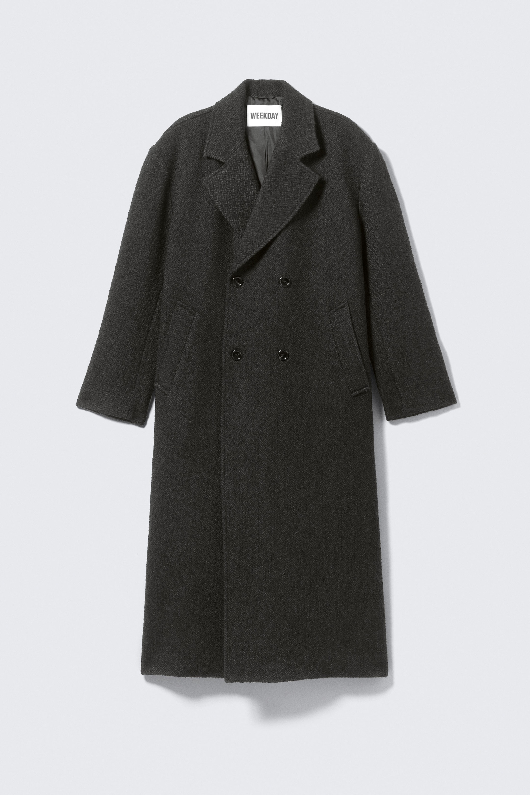 Vert foncé chevrons - Manteau en laine mélangée croisé oversize - 5